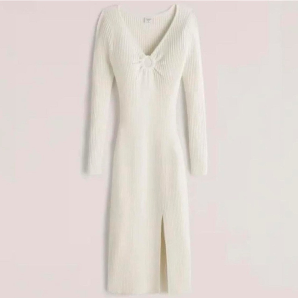 Abercrombie Fitted White Sweater Dress